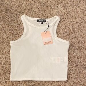 Missguided Sheer White Tank Top